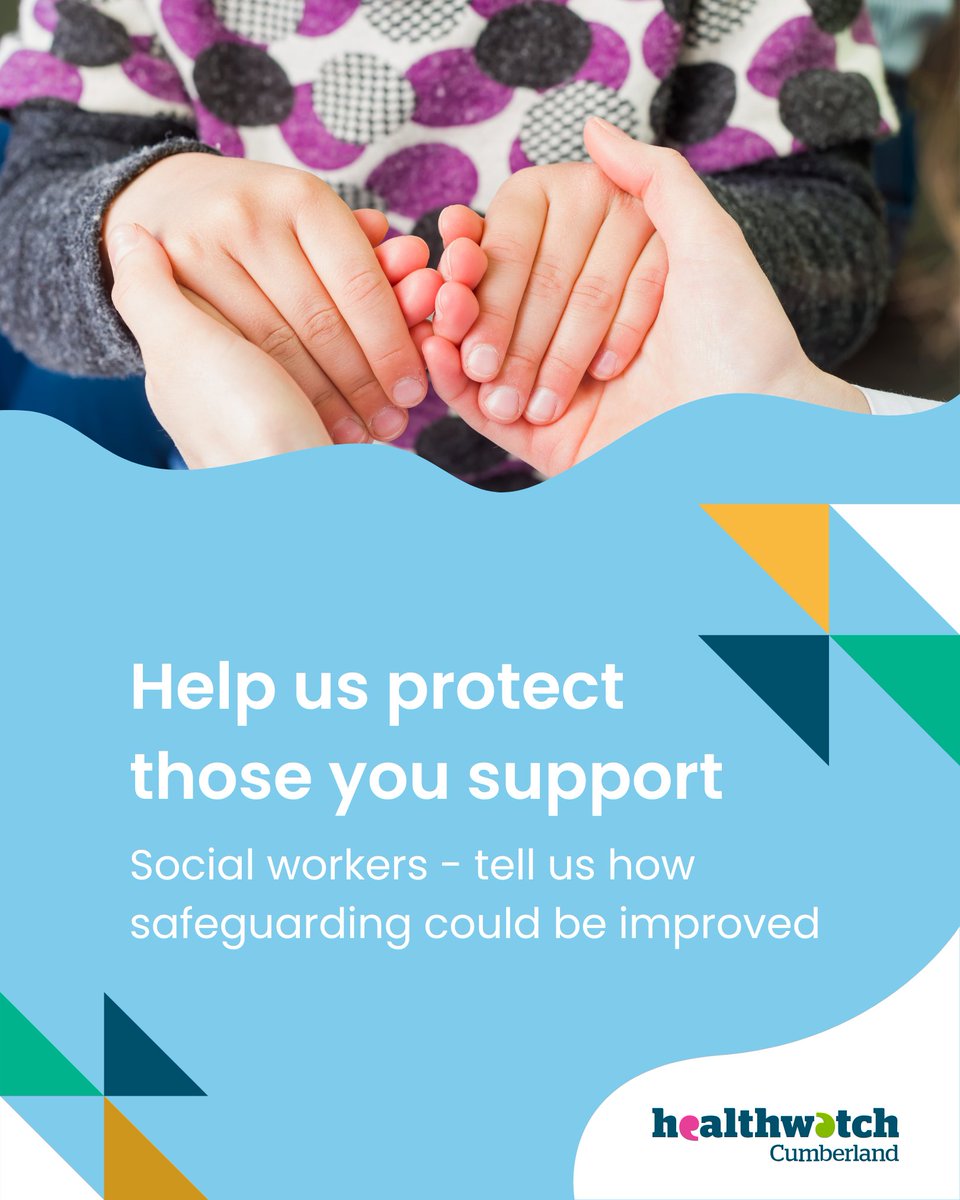 Are you a social worker?

If you've been involved in a Section 42 safeguarding enquiry in the last 12 months, Healthwatch Cumberland and Healthwatch Westmorland and Furness want to know your thoughts.

You can fill in our survey here:
bit.ly/Safeguarding-S…