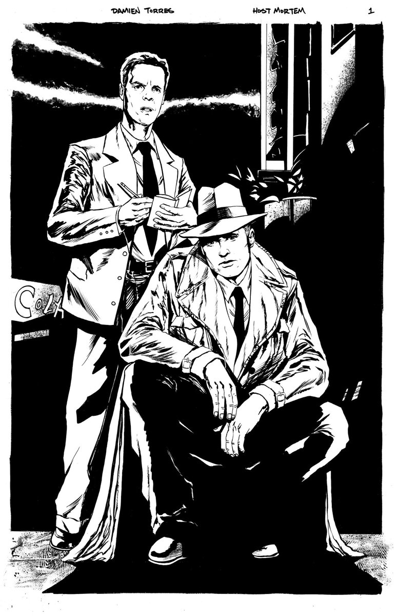 The lineart for the first page of Host Mortem! Also one of the pages that’ll be available for the original art option in the campaign. Back Host Mortem at the link! Spreading the word is a big help too!