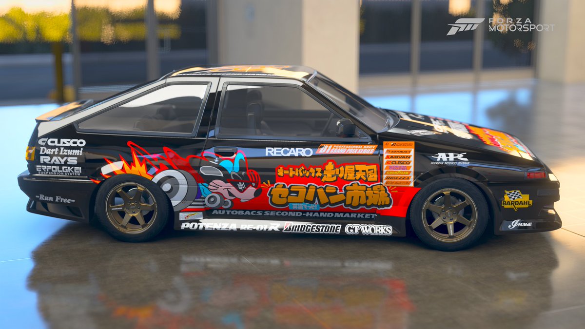 Im_JustJim's tweet image. New to @ForzaMotorsport and the updated Fujimi Kaido?
Grab an AE86 and my Gen Terasaki replica D1 livery and remember to apex those curves