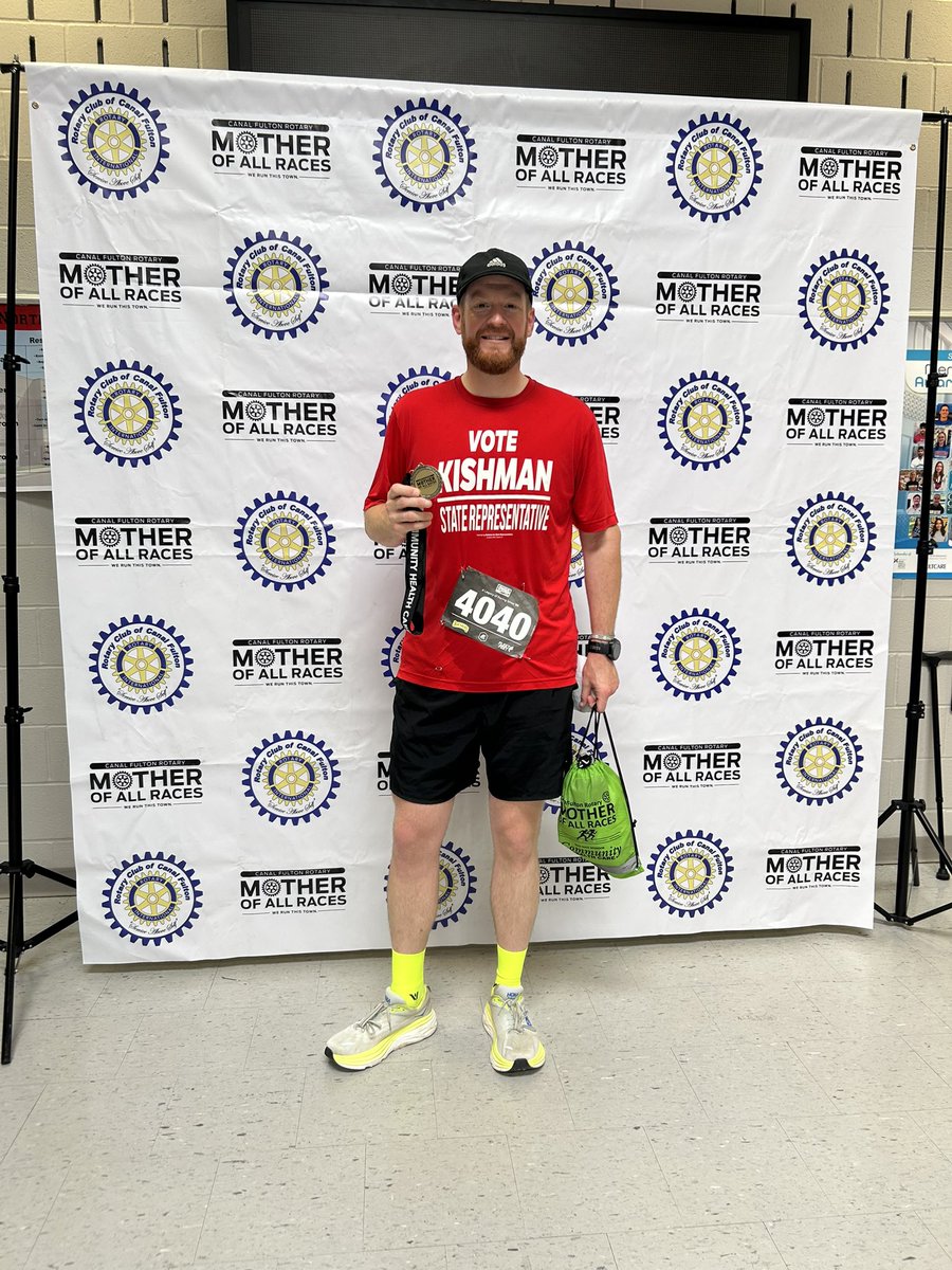 MKishman's tweet image. A beautiful day for the Rotary Club of Canal Fulton Mother of All Races. I placed first in my age group. Thank you to all the Rotarians and volunteers who put this event together. #OH50