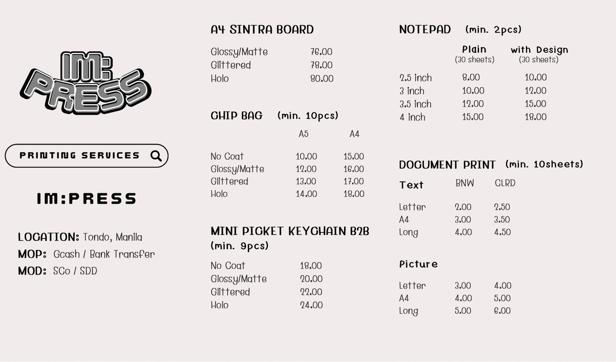 impressbypj's tweet photo. updated pricelist  ─✦

#impresslist https://t.co/ejFSpqj2fj