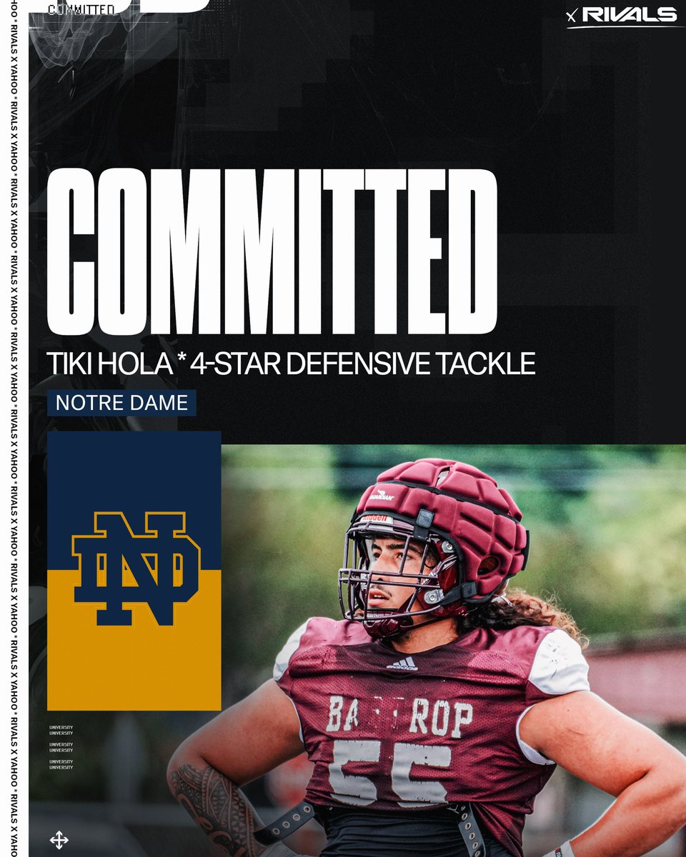 Breaking: Notre Dame scores a commitment from Rivals250 DL Tiki Hola ☘️ 

“They’ve always made me feel like it’s home. I’m really comfortable over there”

More from Hola: n.rivals.com/news/notre-dam…