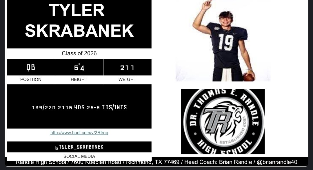 Last week of spring ball‼️ College Coaches make it out to the Lions Den Mon &amp; Tues 8am and the Spring Game being on wed @ 5pm to checkout these 2026 offensive ballers‼️
<a href="/tyler_skrabanek/">T💲 2026 Qb</a> 
<a href="/MixonMason/">Mason Mixon</a> 
<a href="/CedMcClintockJR/">Cedrick McClintock Jr</a> 
<a href="/corirubin1/">Dacorian Rubin</a> 
#RVE
#ROAR