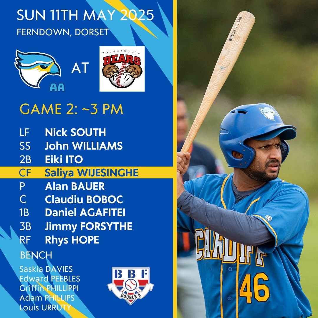 Cardiff Merlins Baseball Club ⚾️ 🏴 (@cardiffbaseball) on Twitter photo Merlins A (2-4) have their first home game of the season tomorrow, as they welcome <a href="/BristolBaseball/">Bristol Baseball Club</a> Brunels to Pontcanna Fields.
Meanwhile, Merlins AA (4-2) have a trip to the south coast to play Bournemouth Bears AA.
Game 1 first pitch is at 12 noon.
Go Merlins! Merlins A (2-4) have their first home game of the season tomorrow, as they welcome <a href="/BristolBaseball/">Bristol Baseball Club</a> Brunels to Pontcanna Fields.
Meanwhile, Merlins AA (4-2) have a trip to the south coast to play Bournemouth Bears AA.
Game 1 first pitch is at 12 noon.
Go Merlins!