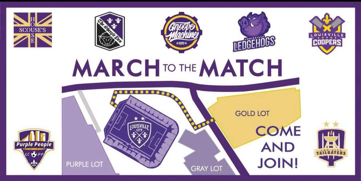 LouCoopers's tweet photo. Itโs matchday, Louisville! We March to the Match at 6:30PM, bring the smoke, the drums, the voice, and the passion. Letโs paint the streets purple and gold! Be loud. Be proud. Be THERE. #MarchToTheMatch #ForCity #VamosMorados โฝ๏ธ ๐ฅ ๐ https://t.co/U66MNfbLXF