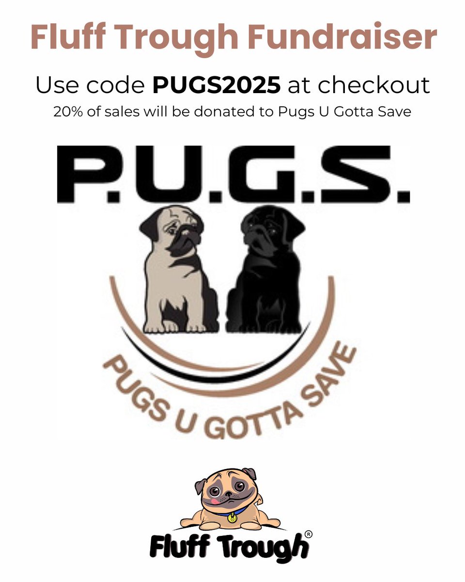 PugsUGottaSave's tweet photo. Happy Pug Saturday! Today thru May 11th is our fundraiser with Fluff Trough! www.flufftrough.con Great gift for Mother's Day too! Many of our rescue pug families love their feeding stations. 20% of all sales will go directly to our rescue pugs medical expenses. #flufftrough #pug https://t.co/MPyPIUn3ZU