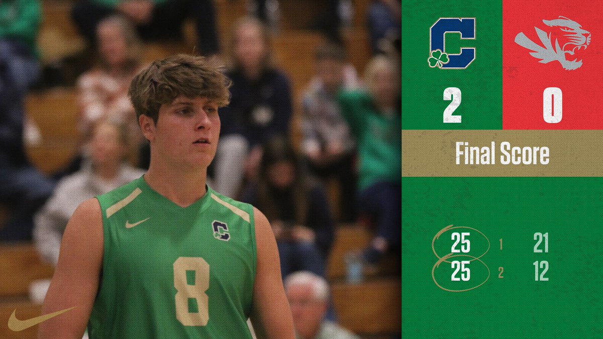 ☘️ STRAIGHT SETS VICTORY! The Fighting Irish Boys Volleyball team shows their strength against the Tigers! 25-21, 25-12! Another win in the books! 🏐