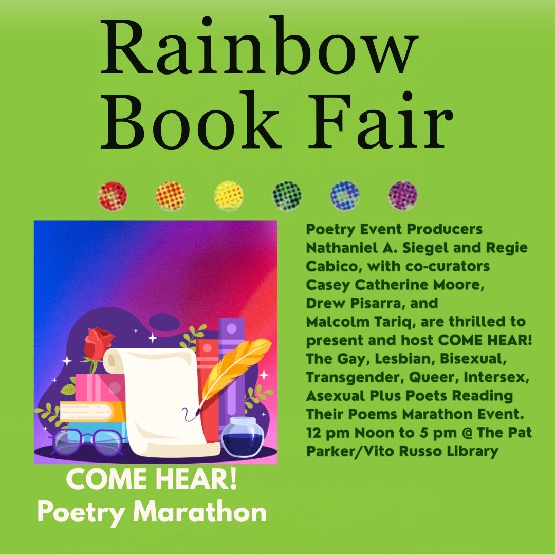 Come Hear! Poetry Marathon kicks off the festivities at  #rainbowbookfair from Noon to 5 pm today!