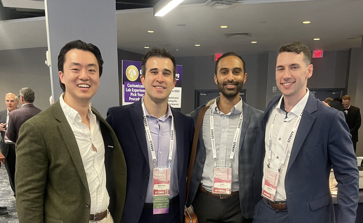 Fantastic <a href="/AANAORG/">AANA</a> meeting learning from the greats! The world keeps getting smaller—connecting with friends from high school, med school, and now fellowship coming up <a href="/nyulangoneortho/">NYU Langone Orthopedics</a>. #AANA25 #SportsMedicine