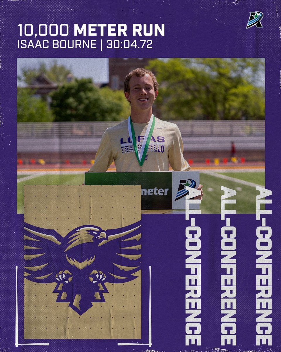 Isaac Bourne is your 2025 A-R-C Outdoor Champion in the 10,000 meter run ‼️

His PR of 30:04.72 set the new meet and facility records! 

#GoDuhawks