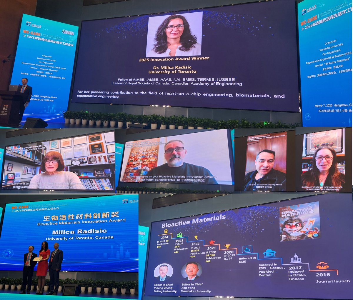 Milica Radisic (@milicaruoft) on Twitter photo Thank you <a href="/BioactiveM/">Bioactive Materials</a> for the Innovation Award, <a href="/jianyangpsu/">Jian Yang</a> for hosting us in China and my friends <a href="/GVNlab/">Gordana Vunjak-Novakovic</a> @jasonburdick <a href="/khademh/">Ali Khademhosseini</a> & <a href="/MollyShoichet/">Molly Shoichet</a> for the tributes. I am humbled and honored to be recognized for the pioneering contributions to biomaterials Thank you <a href="/BioactiveM/">Bioactive Materials</a> for the Innovation Award, <a href="/jianyangpsu/">Jian Yang</a> for hosting us in China and my friends <a href="/GVNlab/">Gordana Vunjak-Novakovic</a> @jasonburdick <a href="/khademh/">Ali Khademhosseini</a> & <a href="/MollyShoichet/">Molly Shoichet</a> for the tributes. I am humbled and honored to be recognized for the pioneering contributions to biomaterials