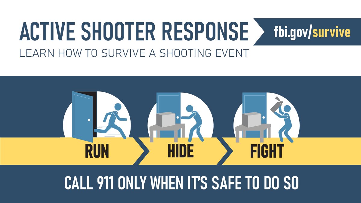 FBIElPaso's tweet image. #FBIEP wants to remind you of Active Shooter Attack Prevention &amp;amp; Preparedness (ASAPP).

The #FBI and our partners have created videos to demonstrate the 3 tactics you can use to keep yourself &amp;amp; others safe during an active shooter attack.

Watch them here: FBI.gov/Survive