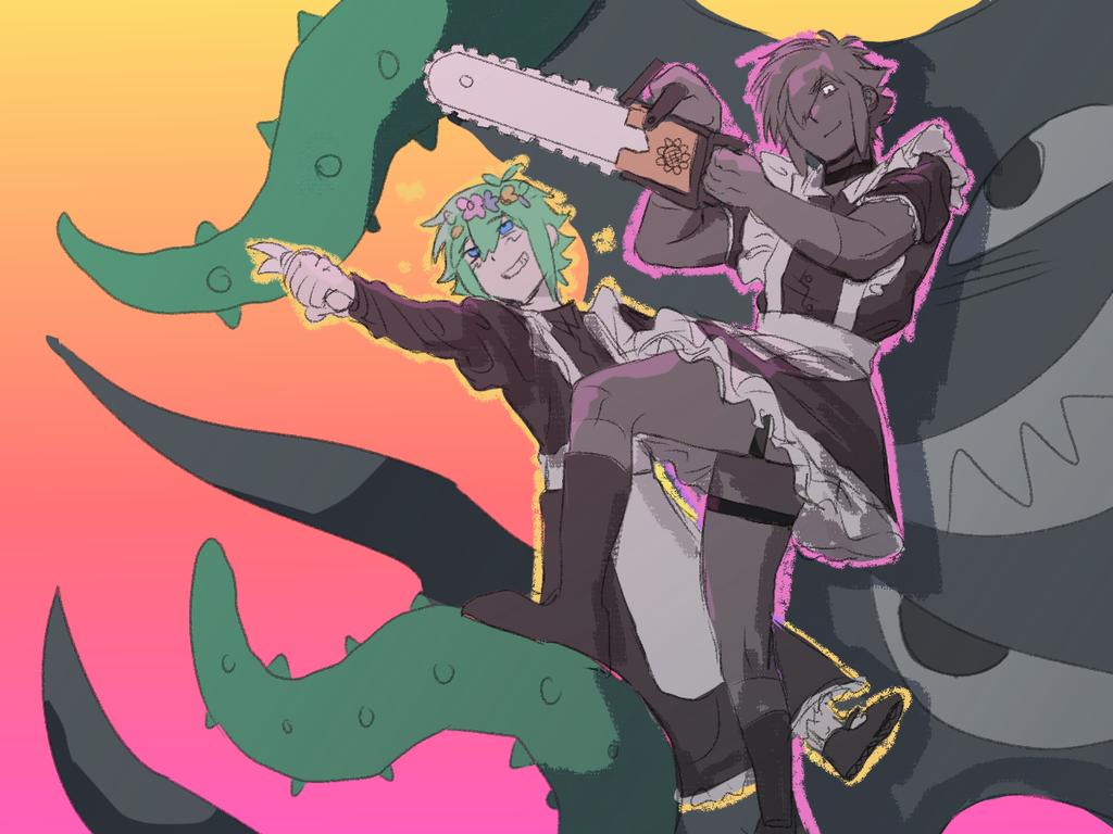 #OMORIFANART
战斗吧！basil女仆！
嗯画的好抽象呀呵呵