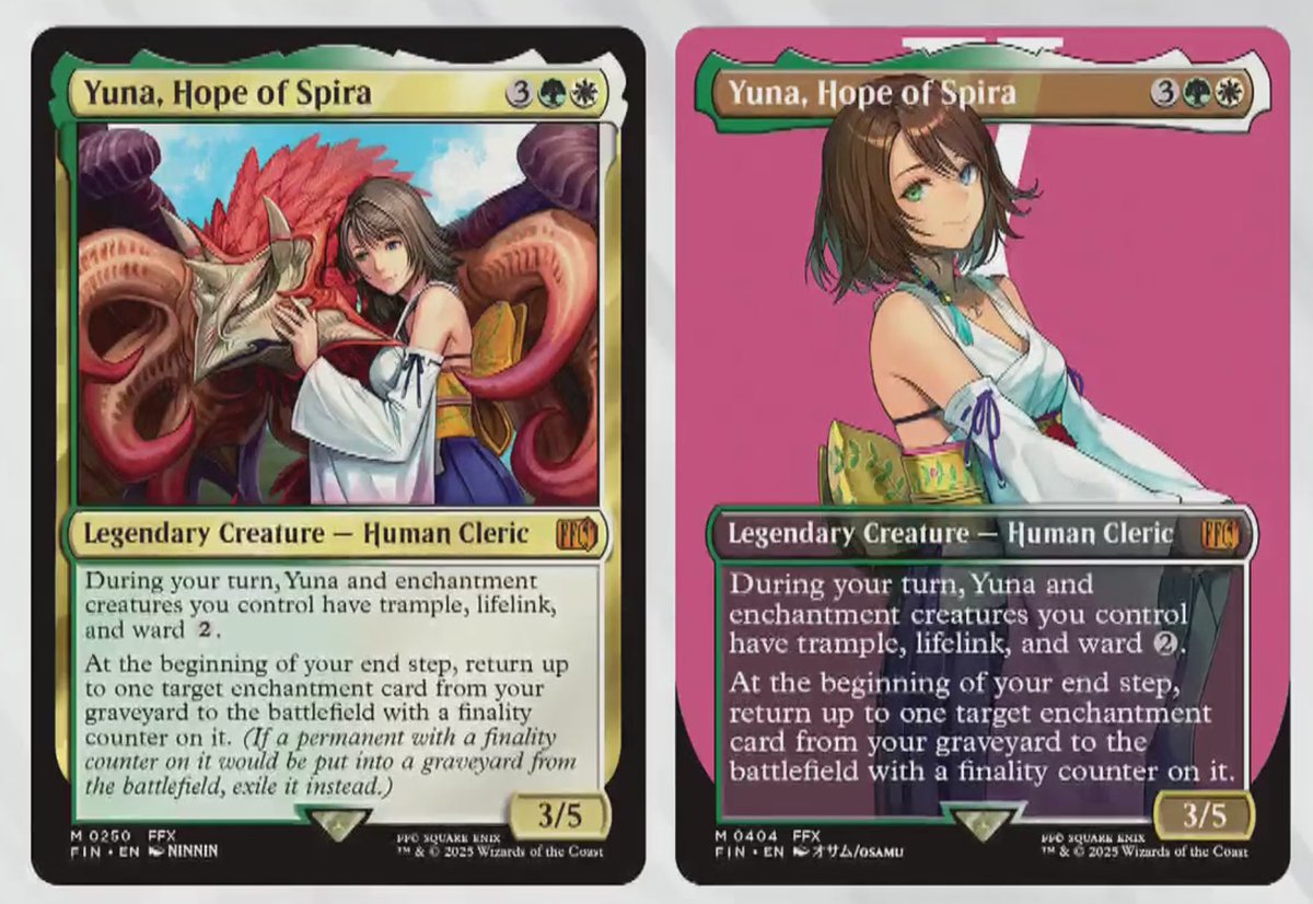 Ohhh the FFX Yuna cards in the MTG collection, so pretty Ohhh the FFX Yuna cards in the MTG collection, so pretty
