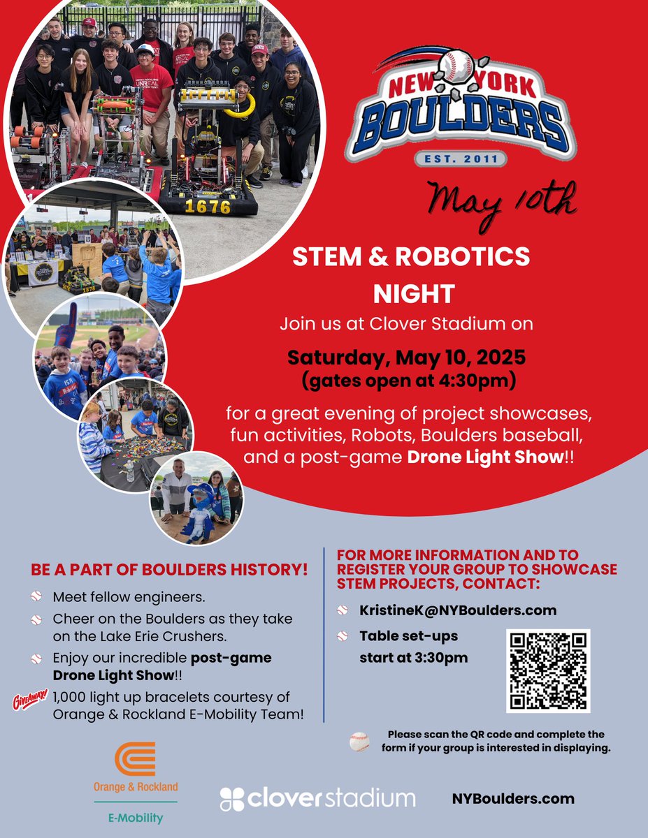 It's STEM Night <a href="/nyboulders/">New York Boulders</a> Rockland County today! Join us &amp; other <a href="/first_official_/">Josiah E. Griffith</a> teams for fun, demos, &amp; more beginning 4:30. Stay for baseball &amp; drone show! 😊💛🖤 <a href="/FIRSTweets/">FIRST</a> <a href="/FRCTeams/">FIRST Robotics Competition</a> <a href="/firstmidatl/">FIRST Mid-Atlantic</a> <a href="/pvrhsd/">PVRHSD</a> <a href="/PascackValleyHS/">Pascack Valley High School</a> <a href="/pascackhillsnj/">pascackhillsnj</a>