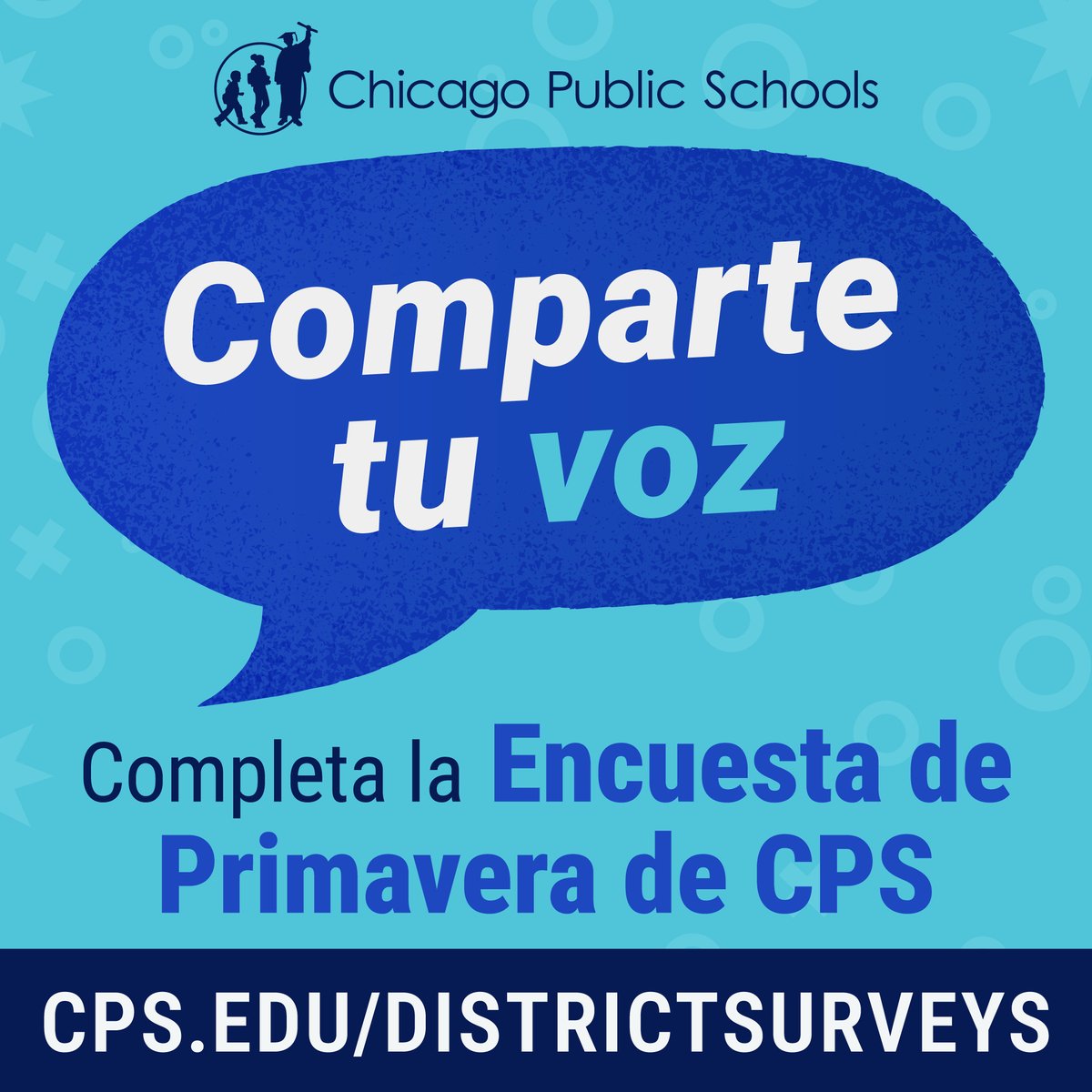 Make your voice heard! Respond to the CPS Spring Survey by May 17 and help us improve your school and the District. Start your survey at cps.edu/districtsurveys.
__
¡Queremos oír tu voz! Responde a la Encuesta de Primavera de CPS antes del 17 de mayo y ayúdanos a mejorar tu