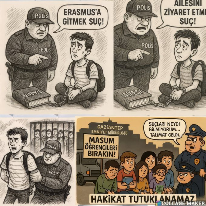 VuslatMasumlara's tweet photo. Yasal faaliyetleri suç sayılarak gözaltına alınan ve Gaziantep'e götürülen çoğunluğu kız öğrenci 77 kişi tutuklandı, 125 kişiyi ise adli kontrolle serbest bırakıldı. @HudaKaya777 

Gençleri SerbestBırakın https://t.co/WQcYznk7DU