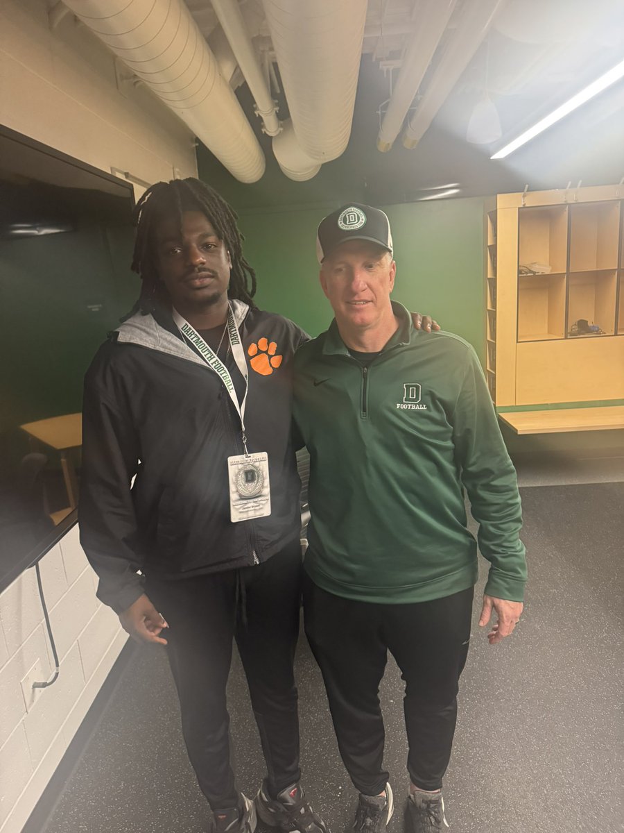 Jamier Bryant (@jamierbryant26) on Twitter photo Had a great time at <a href="/DartmouthFTBL/">Dartmouth Football</a> today really enjoyed the culture and atmosphere here hope to be back soon !!
<a href="/Coach_McCorkle/">Sammy McCorkle</a>
<a href="/coach_dobes/">Don Dobes</a>
<a href="/grayson_kline/">Grayson Kline</a>
<a href="/Sosa_migo59/">Keilan Woods</a>
<a href="/CoachBerry3211/">Anthony Berry</a>
<a href="/malikjackson43/">Malik Jackson</a> Had a great time at <a href="/DartmouthFTBL/">Dartmouth Football</a> today really enjoyed the culture and atmosphere here hope to be back soon !!
<a href="/Coach_McCorkle/">Sammy McCorkle</a>
<a href="/coach_dobes/">Don Dobes</a>
<a href="/grayson_kline/">Grayson Kline</a>
<a href="/Sosa_migo59/">Keilan Woods</a>
<a href="/CoachBerry3211/">Anthony Berry</a>
<a href="/malikjackson43/">Malik Jackson</a>