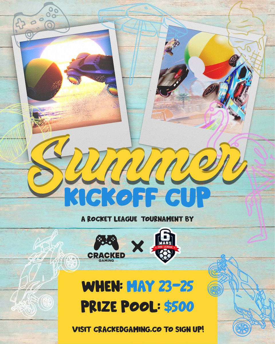 The Summer Kickoff Cup

We’ve teamed up with <a href="/crackedgamingg/">$1000 3v3 June 14 - July 5th | Cracked Gaming</a>  for a tournament running from May 23-25th.

NA Only
$500 Prize Pool
Qualifiers: May 23, 8–11:30PM ET on crackedgaming.co
Main Event: May 24–25, 8PM ET |  on start,gg

🔗 Sign up HERE: forms.gle/kccTHkHbHwvoq5…