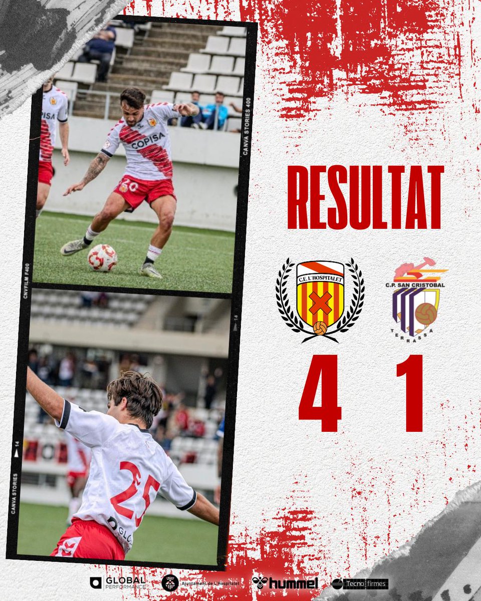 CE L'Hospitalet (@celhospitalet) on Twitter photo ⏳️ | Finaaaaaal!
<a href="/CELHospitalet/">CE L'Hospitalet</a> 4-1 <a href="/CPSanCristobal/">CP San Cristóbal</a>
⚽️ <a href="/alvarorivero91/">alvarorivero9</a>
⚽️ <a href="/sjabbie19/">Sanku Jabbie</a>
⚽️ Lluís Estebe
⚽️ <a href="/P0L_ballesteros/">Pol Ballesteros</a>
#HospiSanCristóbal #3aRFEF #SomhiHospi #PosatlaFranja♦️ ⏳️ | Finaaaaaal!
<a href="/CELHospitalet/">CE L'Hospitalet</a> 4-1 <a href="/CPSanCristobal/">CP San Cristóbal</a>
⚽️ <a href="/alvarorivero91/">alvarorivero9</a>
⚽️ <a href="/sjabbie19/">Sanku Jabbie</a>
⚽️ Lluís Estebe
⚽️ <a href="/P0L_ballesteros/">Pol Ballesteros</a>
#HospiSanCristóbal #3aRFEF #SomhiHospi #PosatlaFranja♦️