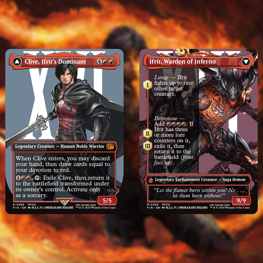 The summons of #FF16 have a unique design compared to other summons. The Dominants themselves are the summons.

Clive and Ifrit, one and the same. #MTGxFINALFANTASY