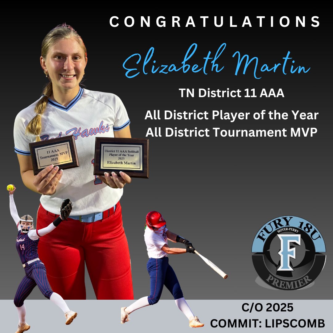 Fury Premier 18U Moyer/Perry (@fury_07) on Twitter photo Congratulations to our 2025 <a href="/14Elizabeth2025/">Elizabeth Martin 2025</a> for being named All District Player of the Year and All District Tournament MVP 🙌 Congratulations to our 2025 <a href="/14Elizabeth2025/">Elizabeth Martin 2025</a> for being named All District Player of the Year and All District Tournament MVP 🙌