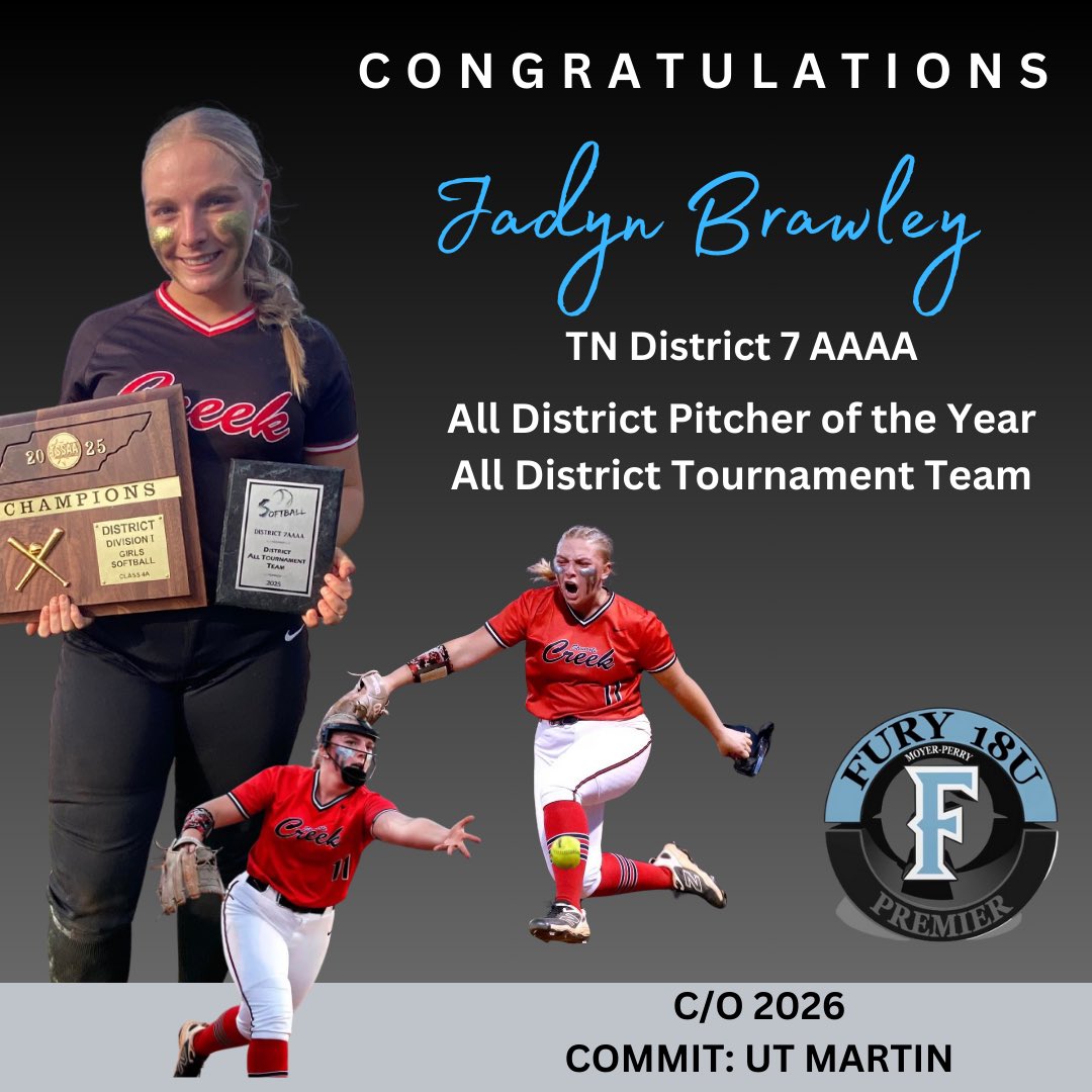 Fury Premier 18U Moyer/Perry (@fury_07) on Twitter photo Congratulations to our 2026 <a href="/Jadyn_Brawley/">Jadyn Brawley</a> for being named All District Pitcher of the Year and All District Tournament Team 💪 Congratulations to our 2026 <a href="/Jadyn_Brawley/">Jadyn Brawley</a> for being named All District Pitcher of the Year and All District Tournament Team 💪