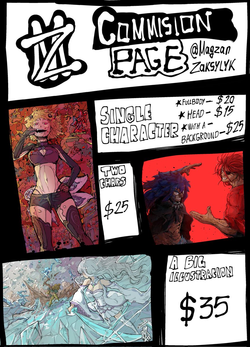 MagzanZaksylyk's tweet image. Commission page
(P.S - in unique cases price will be discussed with the client)