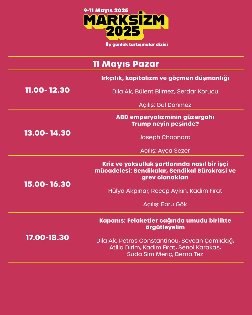 Yarın #Marksizm2025’in son günü.

Sömürüye, yoksulluğa, ırkçılığa ve umutsuzluğa karşı birlikte düşünmeye devam ediyoruz.