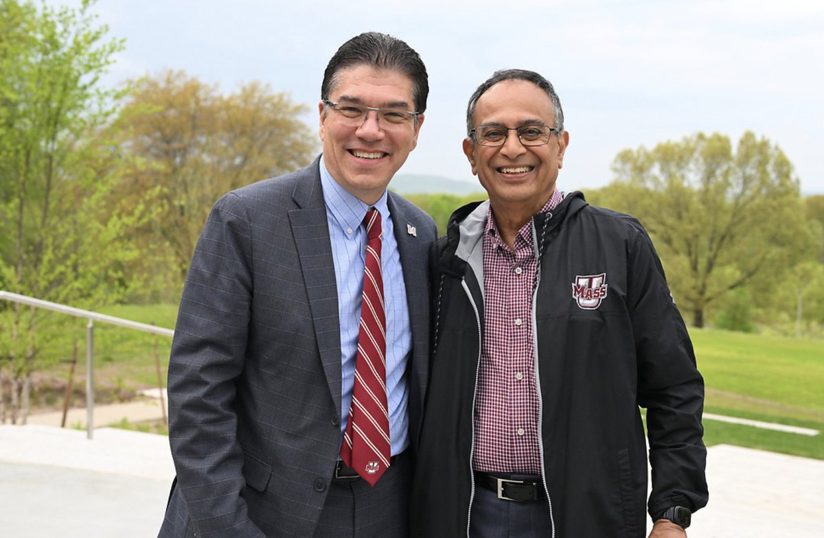 UMassChancellor's tweet image. With this week’s ribbon cutting ceremony, the Orchard Hill Pavilion is now open to the UMass community. Kudos to Professor Emerita Sigrid Miller and the design team at Sigrid Miller Pollin Studio. And, what a treat to see former Chancellor Kumble Subbaswamy back on campus!