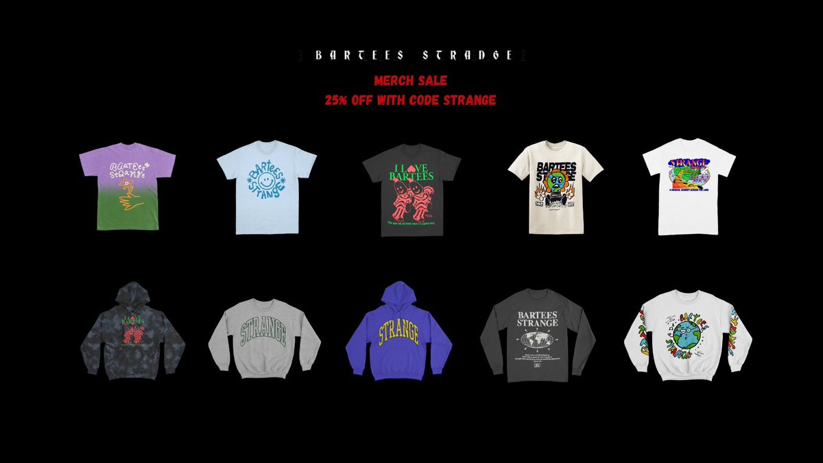 Merch sale! Use code: STRANGE for 25% off

store.barteesstrange.com/collections/al…