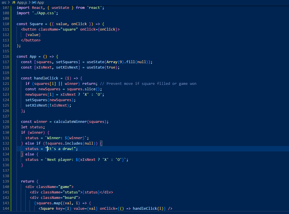 jaybeedebbie's tweet photo. Day 6 of 14
Today, I explored how React handles user interactions like clicks and inputs. Events trigger updates, are tied to state changes, and work like JavaScript, but in JSX
I built a basic Tic-Tac-Toe game. Each square updates on click using useState, and the board rerenders https://t.co/FomQUfKNei