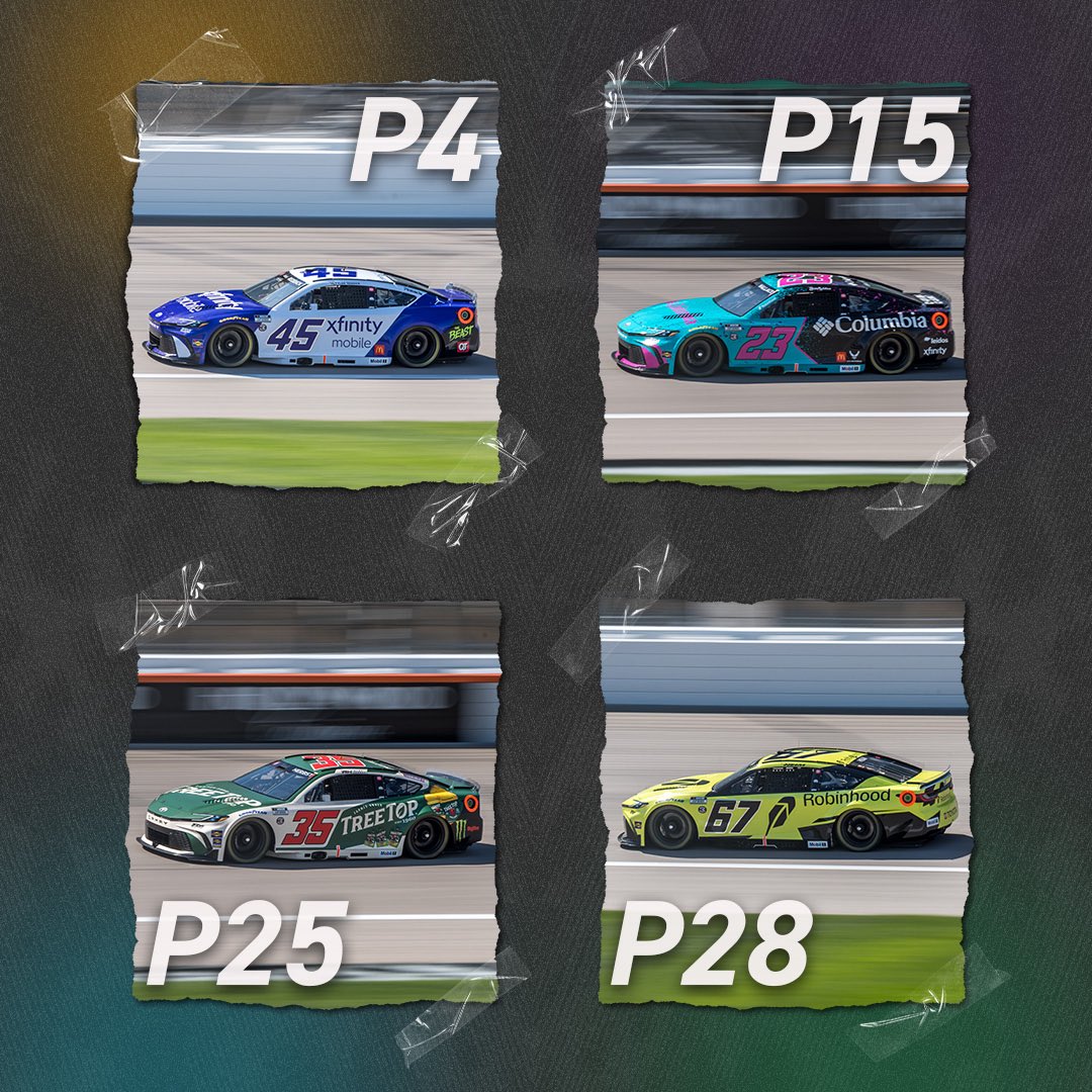 23XI Racing (@23xiracing) on Twitter photo Going to click our heels straight to the front tomorrow 🏁
Starting positions for our 4️⃣ cars:
<a href="/TylerReddick/">Tyler Reddick</a> : P4
<a href="/BubbaWallace/">Bubba Wallace</a> : P5
<a href="/rileyherbst/">Riley Herbst</a> : P25
<a href="/CoreyHeim_/">Corey Heim</a> : P28
#teamtoyota | <a href="/XfinityRacing/">Xfinity Racing</a> | <a href="/Columbia1938/">columbia1938</a> | <a href="/TreeTopInc/">TreeTopInc</a> | <a href="/RobinhoodApp/">Robinhood</a> Going to click our heels straight to the front tomorrow 🏁
Starting positions for our 4️⃣ cars:
<a href="/TylerReddick/">Tyler Reddick</a> : P4
<a href="/BubbaWallace/">Bubba Wallace</a> : P5
<a href="/rileyherbst/">Riley Herbst</a> : P25
<a href="/CoreyHeim_/">Corey Heim</a> : P28
#teamtoyota | <a href="/XfinityRacing/">Xfinity Racing</a> | <a href="/Columbia1938/">columbia1938</a> | <a href="/TreeTopInc/">TreeTopInc</a> | <a href="/RobinhoodApp/">Robinhood</a>