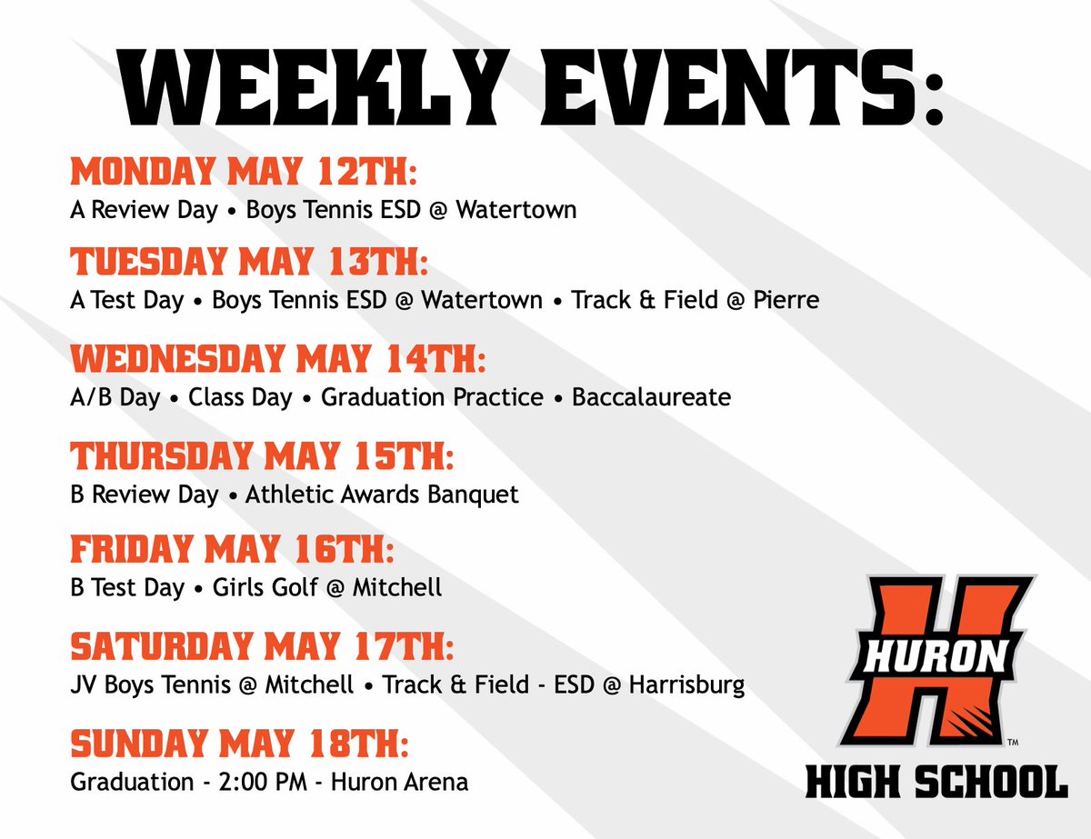 Semester Test Week Tigers! Good Luck! 
#hurontigers