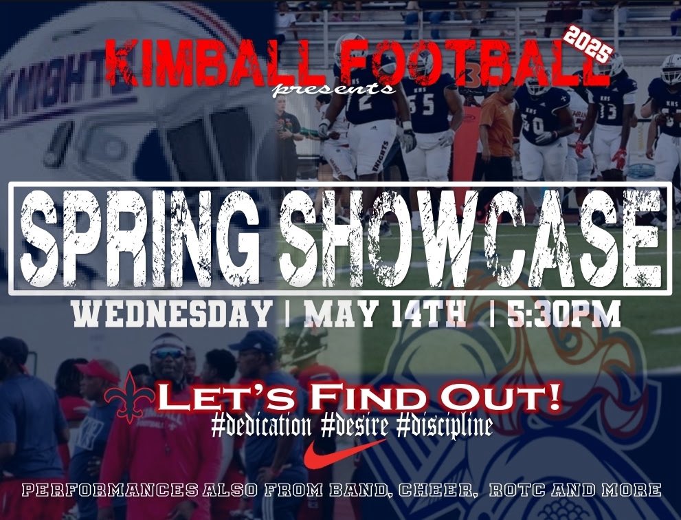 Bam Harrison (@coachbam16) on Twitter photo Come out and meet the Coaches or Justin F Kimball and enjoy the Kimball Football showcase. <a href="/dallasathletics/">Dallas ISD Athletics</a> Come out and meet the Coaches or Justin F Kimball and enjoy the Kimball Football showcase. <a href="/dallasathletics/">Dallas ISD Athletics</a>