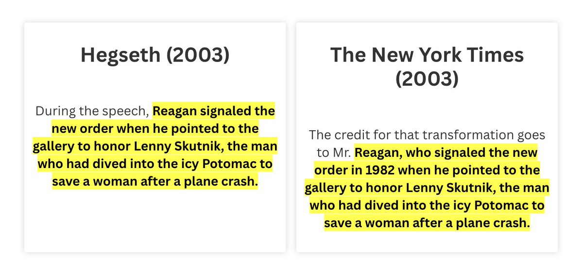 New: Pete Hegseth allegedly plagiarized the Washington Post and the New York Times and others in his senior thesis at Princeton, according to the The Daily @Princetonian