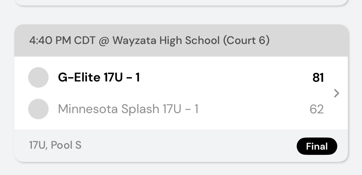 G-Elite AAU (@geliteaau) on Twitter photo 2-0 for our 2026 team in Minneapolis at the Battle of the Lakes <a href="/PHCircuit/">Prep Hoops Circuit π</a> <a href="/PrepHoops/">Prep Hoops π</a> . Next game at 6:50 vs Border Select. 2-0 for our 2026 team in Minneapolis at the Battle of the Lakes <a href="/PHCircuit/">Prep Hoops Circuit π</a> <a href="/PrepHoops/">Prep Hoops π</a> . Next game at 6:50 vs Border Select.