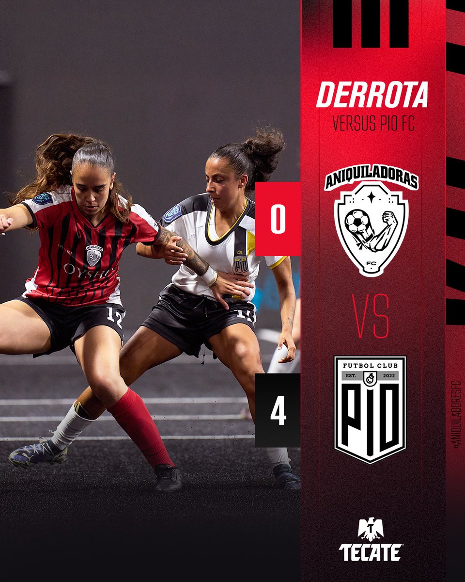 FINAL DEL PARTIDO ⌛️

Aniquiladoras FC 0 - 4 <a href="/PIOFCFemenil/">PIO FC Femenil</a> 

#AniquiladorasConTecate 💪 #QueensLeaguePlayOffs