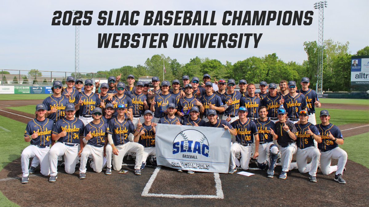 The Gorloks defeated MUW 13-5 and are the 2025 SLIAC Baseball Champions!

Webster blasted four homeruns; Nick Schumacher (three-run) while Ryan Hartz, Andrew Xenakis, and Nick Wrubluski each had a solo. 

Eli Rompala-Matthews had seven K's while Joel Arsenault secured 12th save.
