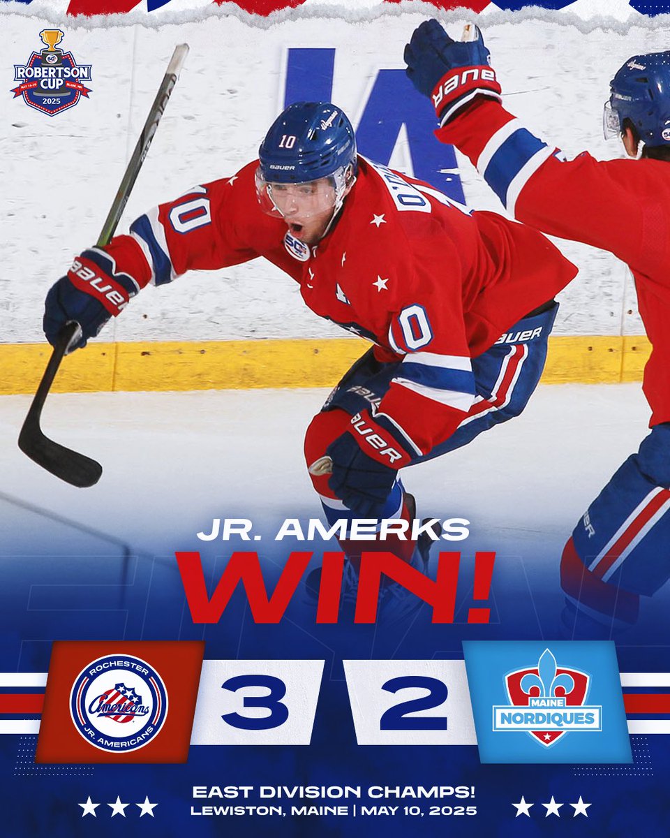 THE JR. AMERICANS WIN THE SERIES!!! 

WE PUNCH OUR TICKET TO THE ROBERTSON CUP FINAL FOUR WITH A 3-2 OVERTIME WIN!!! #LetsGetRowdy