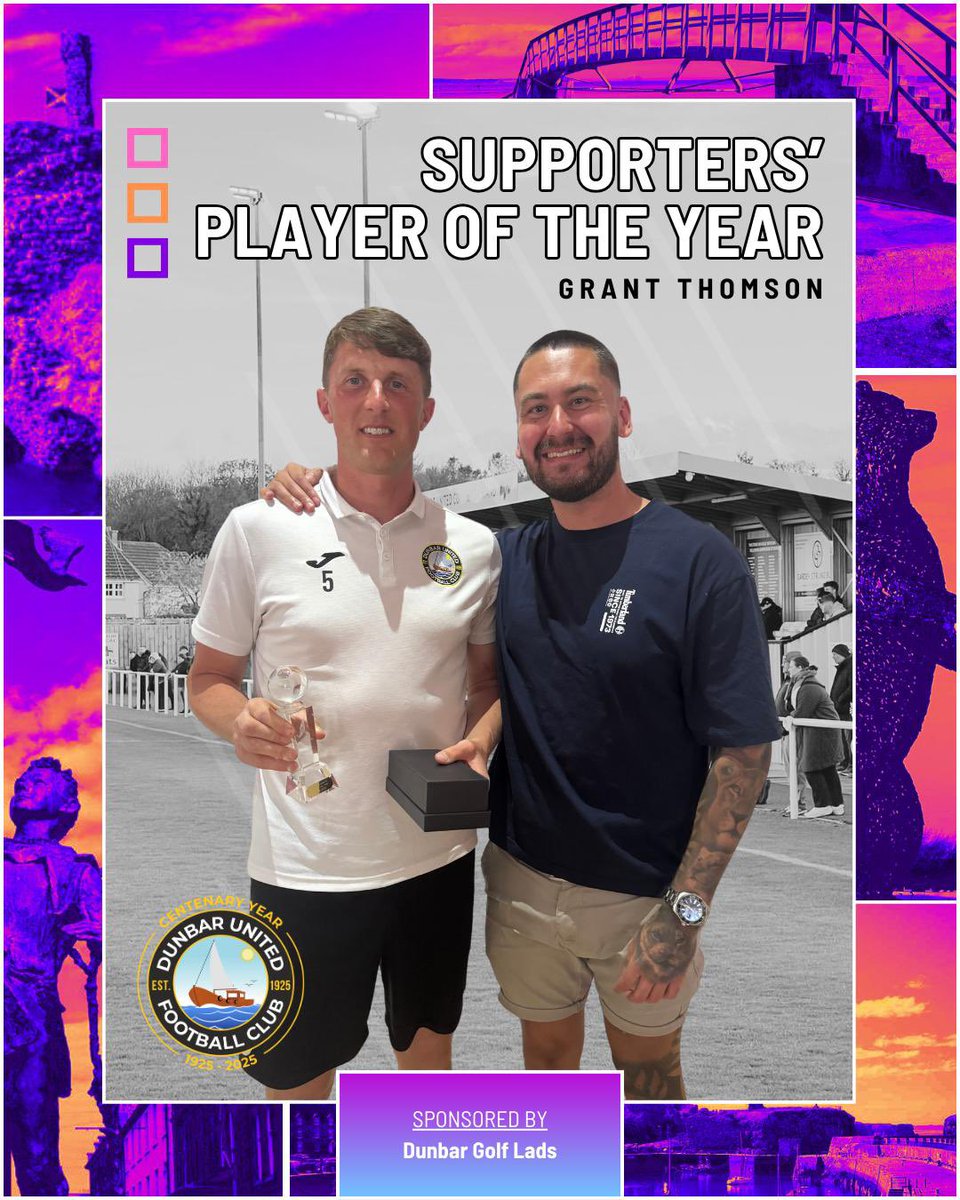 Dunbar United FC (@dunbarutd) on Twitter photo π | SUPPORTERS' PLAYER OF THE YEAR
Congratulations to club captain, <a href="/Thommo1990/">Grant Thomson</a>, who was voted Supporters' Player of the Year at our awards night tonight.
Thanks to Grant's sponsor this season, The Dunbar Golf Lads.
π€π€π― π | SUPPORTERS' PLAYER OF THE YEAR
Congratulations to club captain, <a href="/Thommo1990/">Grant Thomson</a>, who was voted Supporters' Player of the Year at our awards night tonight.
Thanks to Grant's sponsor this season, The Dunbar Golf Lads.
π€π€π―