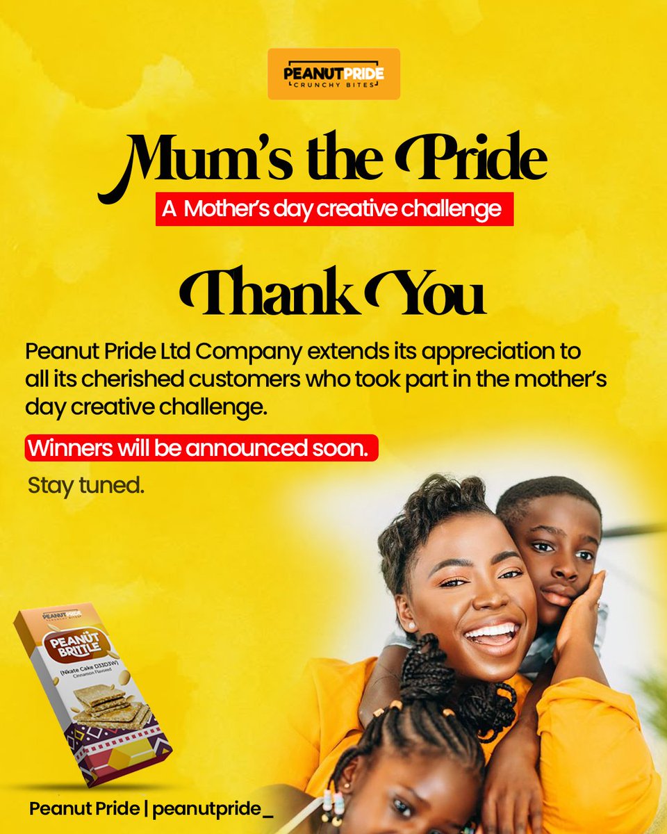 🌸 Mum’s the Pride – A Mother’s Day Creative Challenge! 🌸

A big thank you to all our amazing customers who participated in our Mother’s Day challenge. Your creativity and love warmed our hearts! 💛🥜
Stay tuned – the winners will be announced soon!
#PeanutPride #MothersDay2025