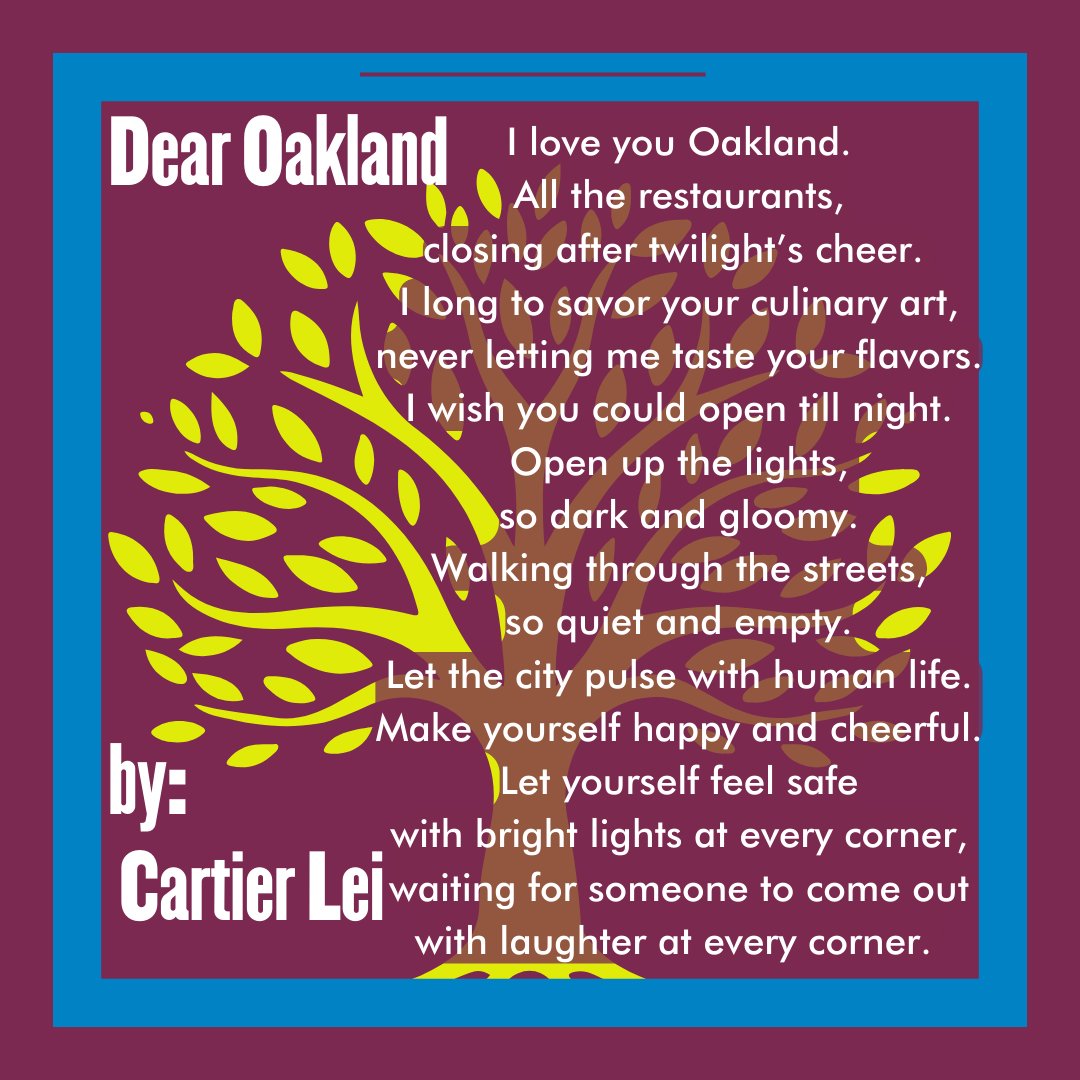 We celebrate 510 Day with an excerpt from a poem by Cartier Lei. You can read more poems by Cartier in House Where the Earth Quakes, an anthology of poetry by Oakland teens.