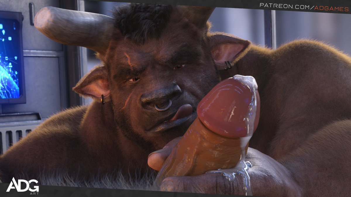 When the minotaur Boros decides to give the orc Borz a treat. 🐮💖  

"Be My Valentine", currently in progress on my P 🅰️ T R 3⃣ O N and will be finalized at the end of the month.

#minotaur #gayfantasy #3dart #furry #furryart #bara #gay #nsfw