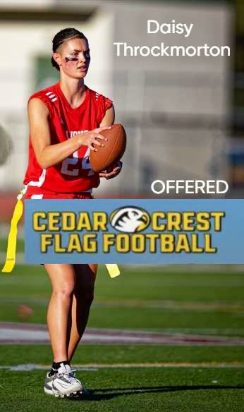 Daisy Throckmorton (@throckdaisy) on Twitter photo Thank you to Cedar Crest College and Coach Amanda for extending me an offer! I am extremely grateful for everyone who has believed in me any my abilities, go Falcons!
#duelsportathlete
#FlagFootball  #StudentAthlete Thank you to Cedar Crest College and Coach Amanda for extending me an offer! I am extremely grateful for everyone who has believed in me any my abilities, go Falcons!
#duelsportathlete
#FlagFootball  #StudentAthlete