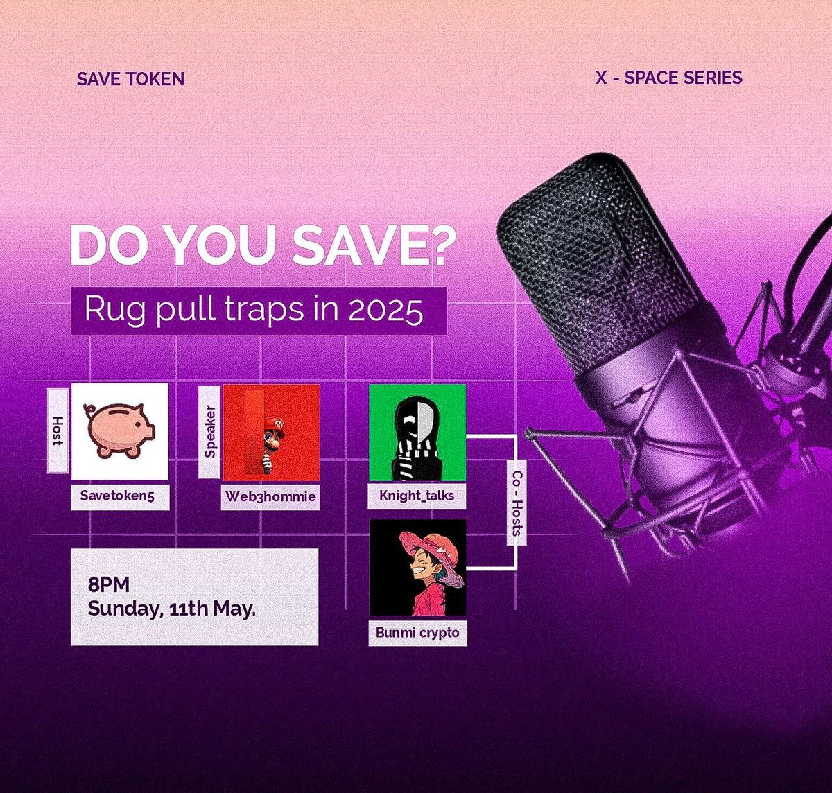 Hi $SAVE Nation🔔

Be informed that we shall be having our weekly Space tomorrow
 8 : PM (WAT).

Space link in the comment section⤵️