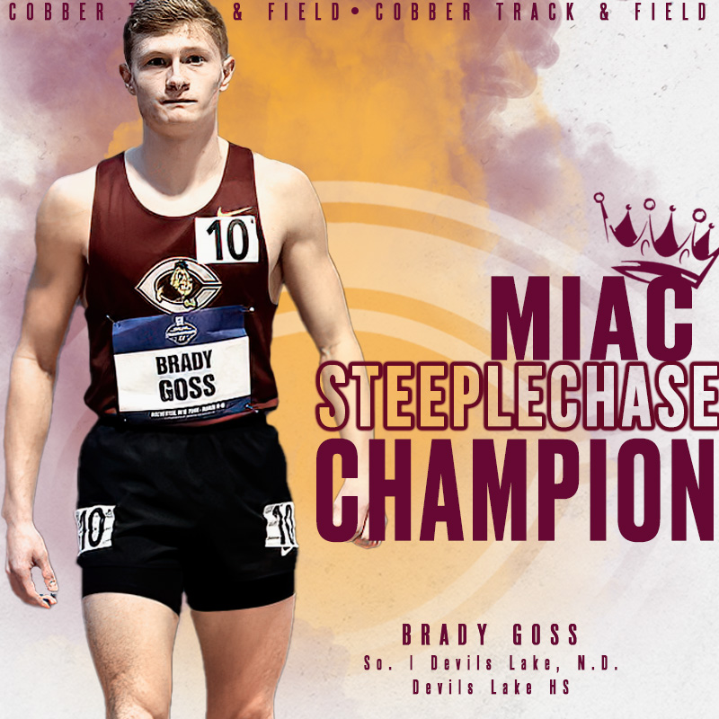 Cobber Athletics (@cobbersid) on Twitter photo ๐ก๐ข.๐ญ ๐๐ก ๐ง๐๐ ๐ก๐๐ง๐๐ข๐ก!
Move over DIII, there's a new steeplechase king in town!
- Brady Goss posts a jaw-dropping time of 8:46.29 in the 3K steeplechase & wins the event by 6 seconds.
- He breaks his own school record & his time is No.1 in DIII this year!
#WowWoWWoW ๐ก๐ข.๐ญ ๐๐ก ๐ง๐๐ ๐ก๐๐ง๐๐ข๐ก!
Move over DIII, there's a new steeplechase king in town!
- Brady Goss posts a jaw-dropping time of 8:46.29 in the 3K steeplechase & wins the event by 6 seconds.
- He breaks his own school record & his time is No.1 in DIII this year!
#WowWoWWoW