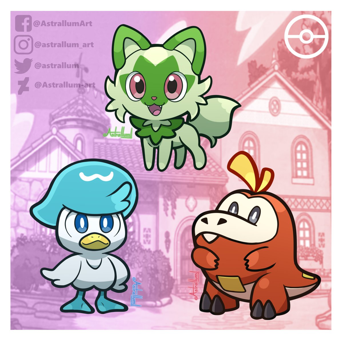 astrallum's tweet image. Pokémon Starters Gen 9: Paldea 🌱🔥💧

#pokemon #paldea