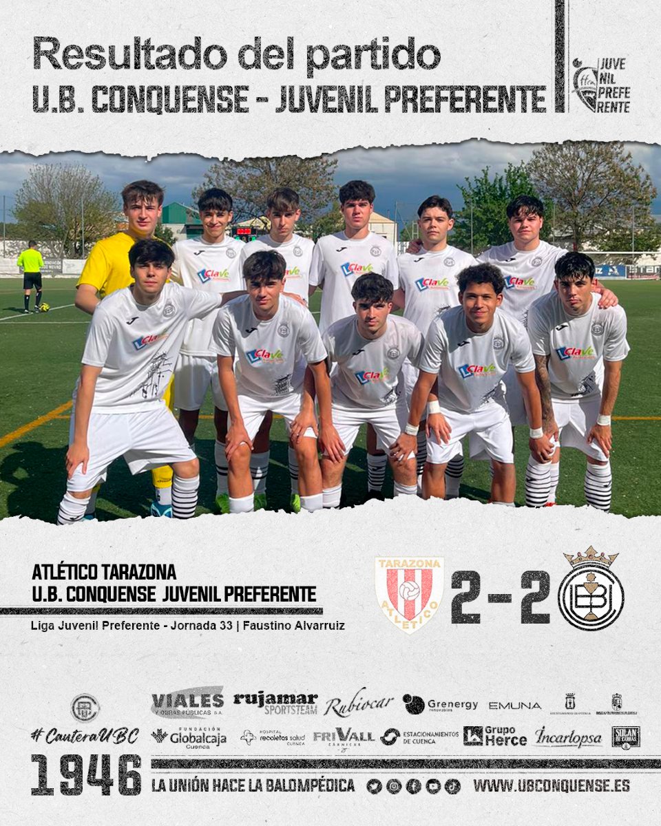 📢 #UBCJuvenilPreferente❗

Nuestros 🦁🦁🦁 del preferente se traen un punto de su visita a Tarazona. Los goles de los #balompédicos fueron obra de Martín y Prince.

¡Vamos Conquense! ⚪⚫ #CanteraUBC
