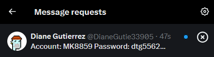 EveCrescent's tweet image. { i make (1) post and immediately a spam dm lmao. }